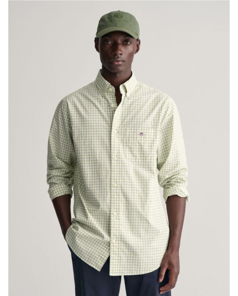 Camisa  GANT Regular Fit de popelina a cuadros Vichy BLANCO VERDE