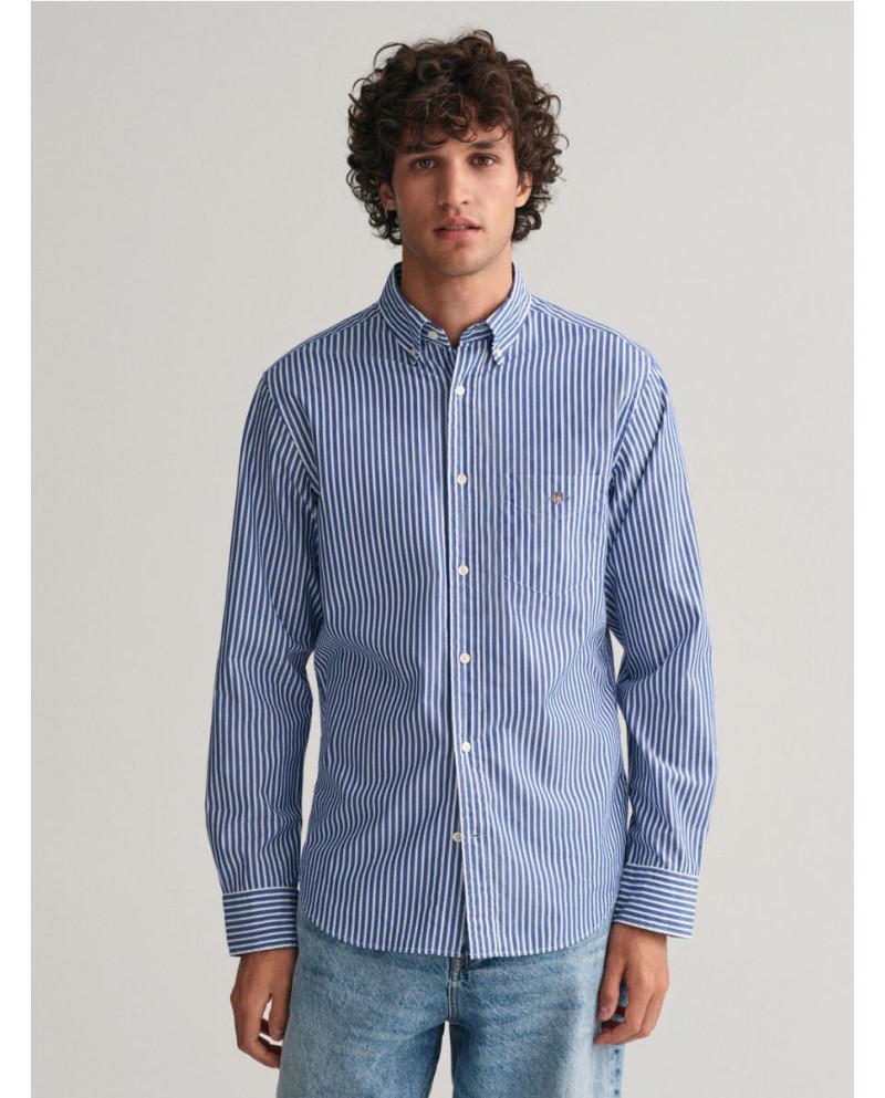 Camisa GANT  Regular Fit de popelina a rayas AZUL