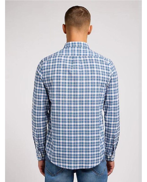 CAMISA LEE CUADROS AZULES LOGO BOLSILLO AZUL