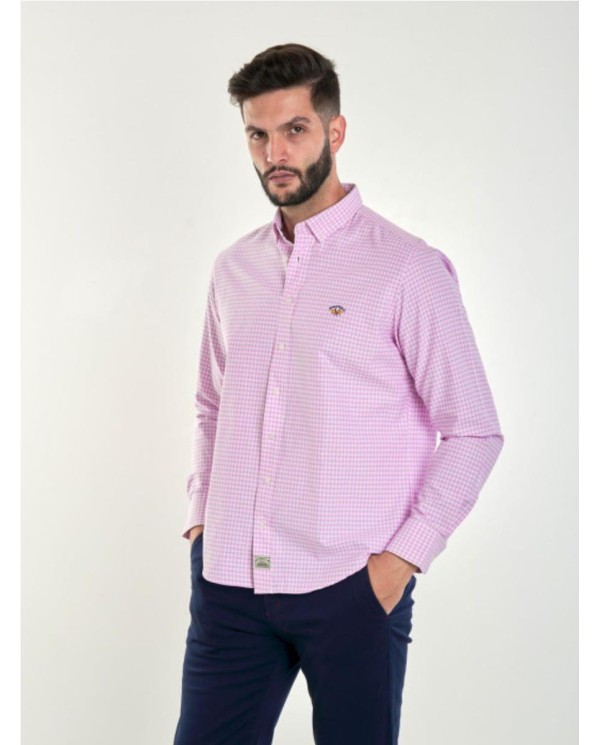 CAMISA SPAGNOLO BANDERA POPELIN CUADROS ROSA