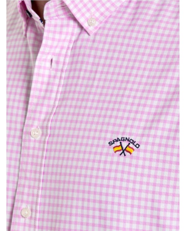 CAMISA SPAGNOLO BANDERA POPELIN CUADROS ROSA