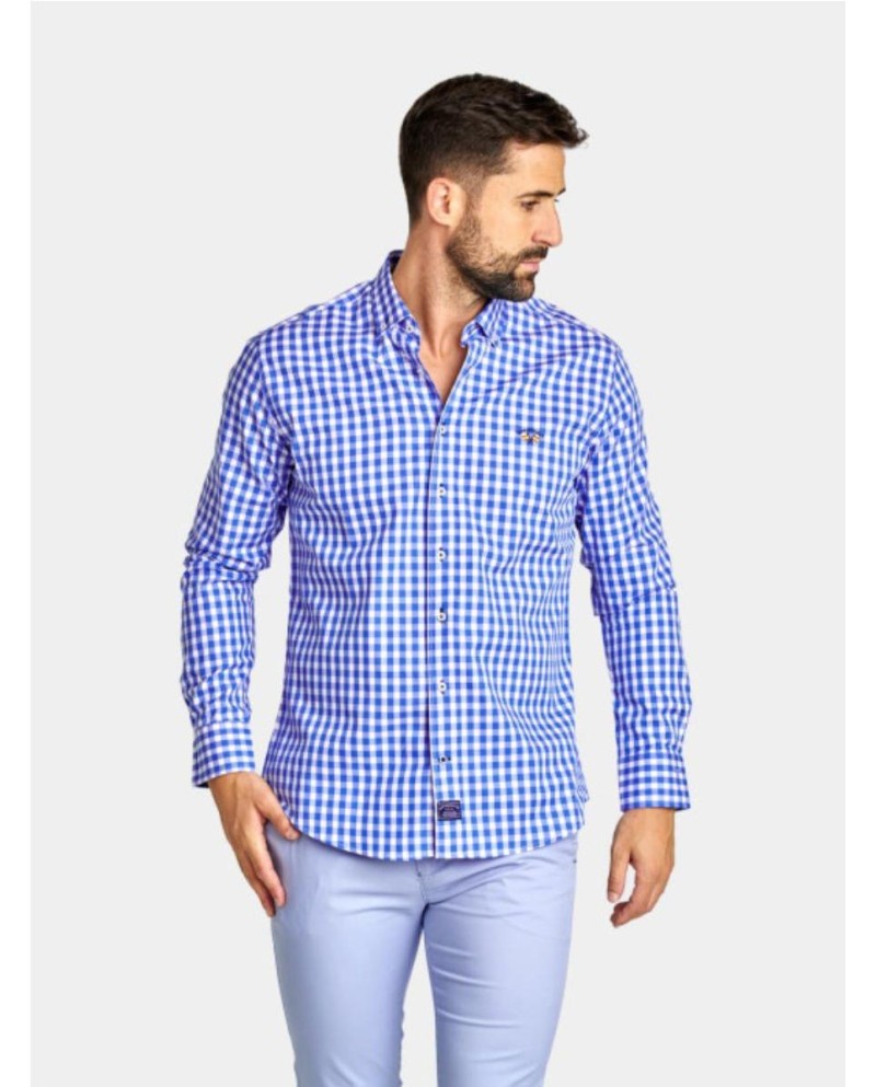 CAMISA SPAGNOLO CUADROS AZUL BLANCO