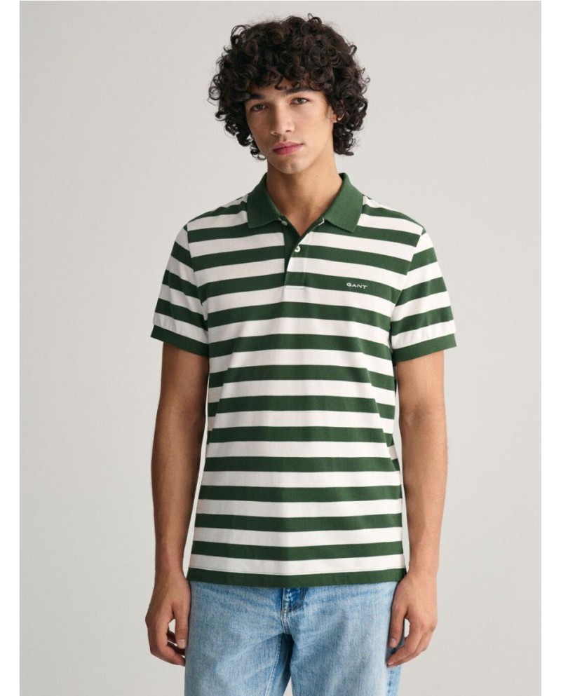 POLO GANT PIQUE RAYAS BLANCO VERDE