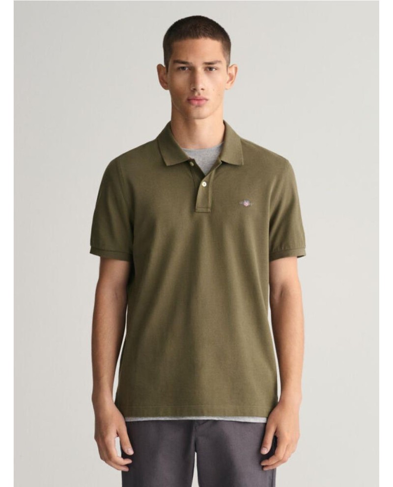 Polo GANT de piqué Regular Fit Shield VERDE CAZA