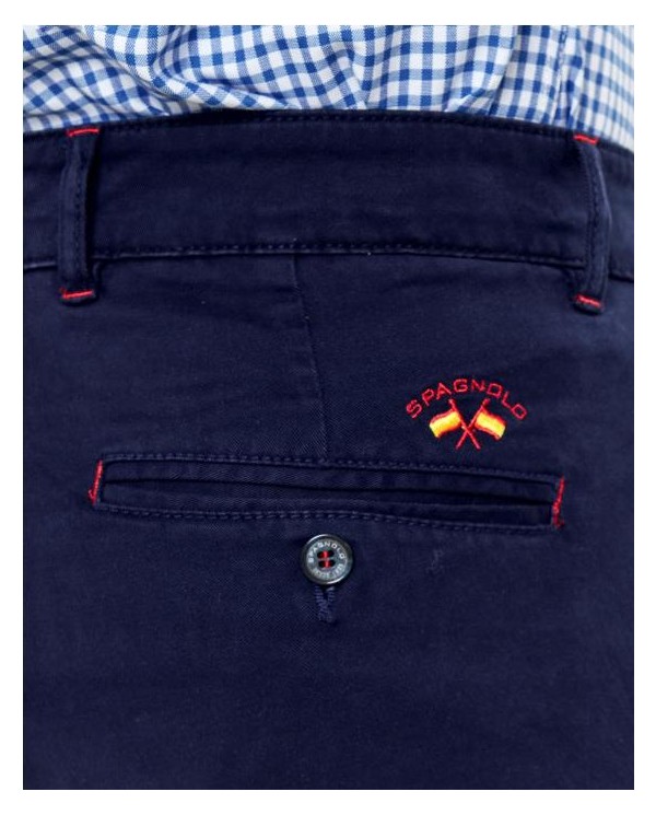 PANTALÓN CHINO BÁSICO GABARDINA SPAGNOLO MARINO