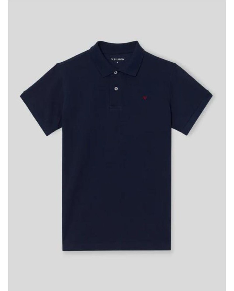 POLO SILBON CLASICO LISO MARINO