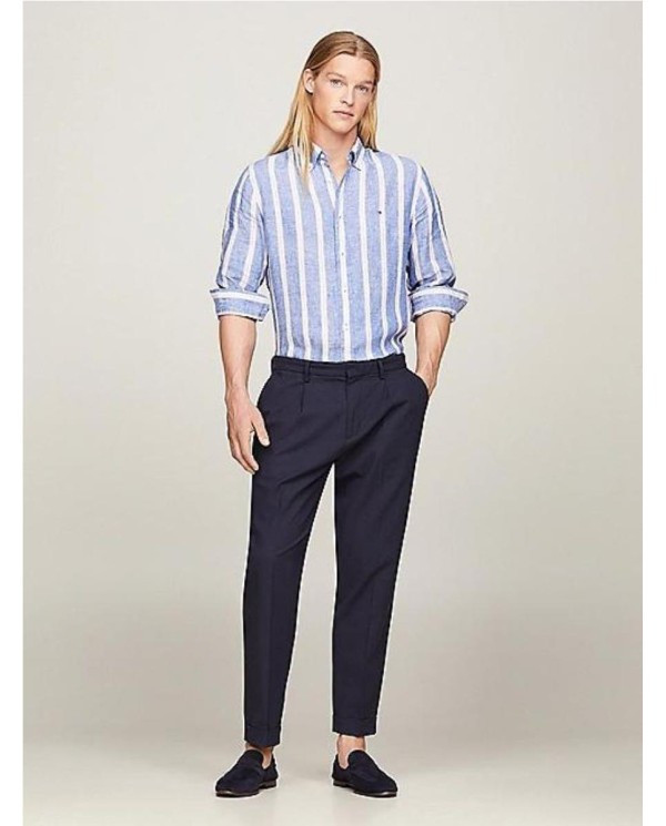 CAMISATOMMY REGULAR DE LINO CON DISEÑO DE RAYAS MULTICOLOR