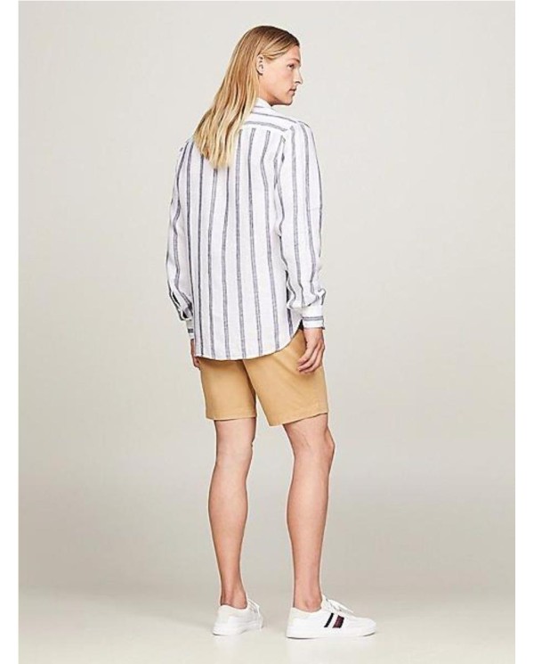 CAMISATOMMY REGULAR DE LINO CON DISEÑO DE RAYAS BLANCO