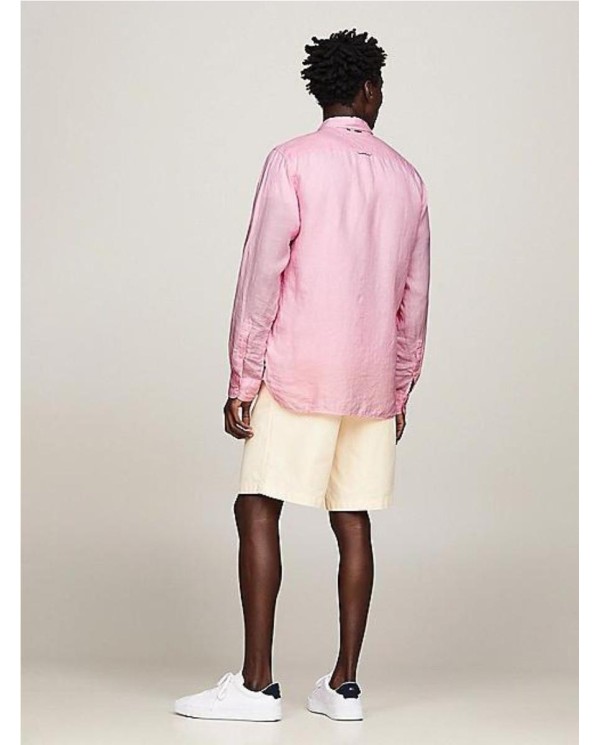 CAMISA TOMMY  DE LINO TEÑIDO CON PIGMENTOS ROSA