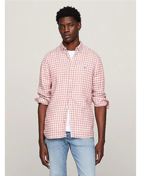 CAMISA TOMMY SLIM DE LINO CON CUADROS VICHY