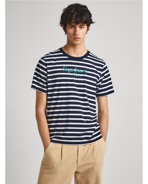 CAMISETA  PEPE JEANS FIT REGULAR DE RAYAS AZUL OSCURO