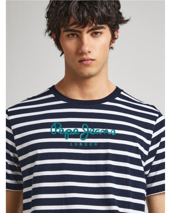 CAMISETA  PEPE JEANS FIT REGULAR DE RAYAS AZUL OSCURO