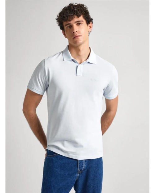 POLO PIQUÉ PEPE JEANS CON LOGO BORDADO AZUL CLARO