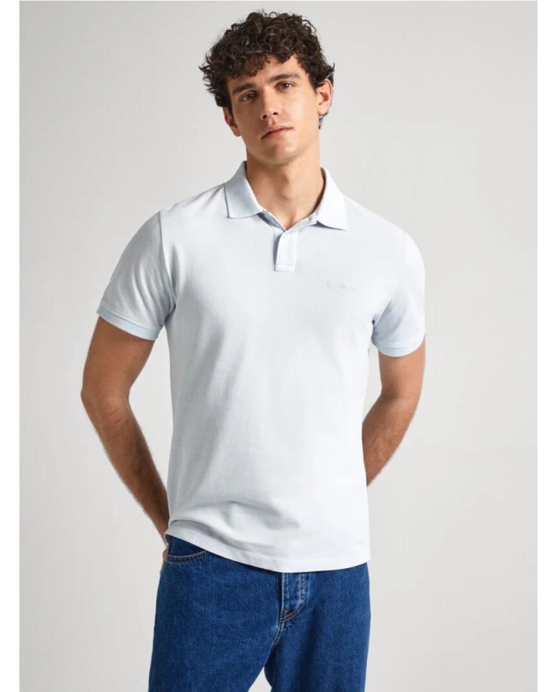 POLO PIQUÉ PEPE JEANS CON LOGO BORDADO AZUL CLARO