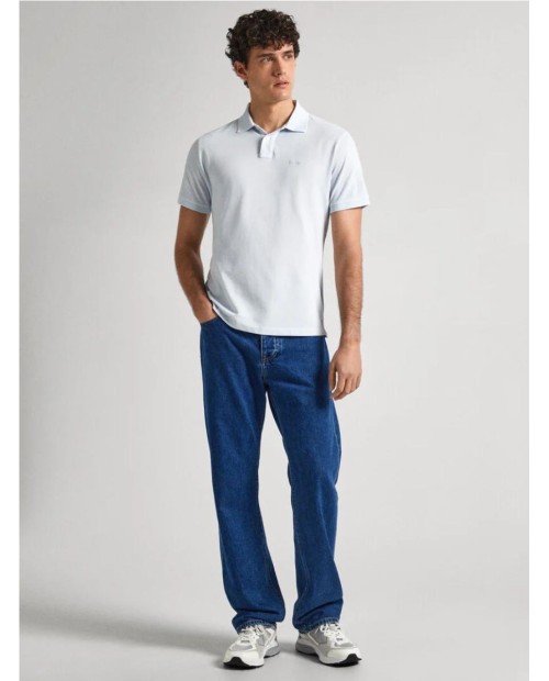 POLO PIQUÉ PEPE JEANS CON LOGO BORDADO AZUL CLARO 2