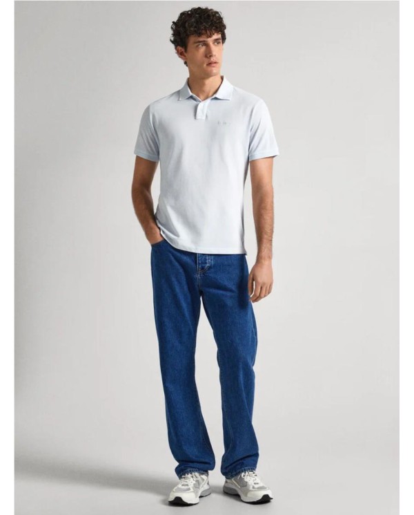 POLO PIQUÉ PEPE JEANS CON LOGO BORDADO AZUL CLARO