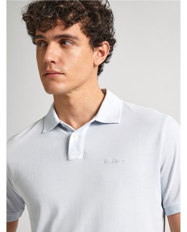 POLO PIQUÉ PEPE JEANS CON LOGO BORDADO AZUL CLARO