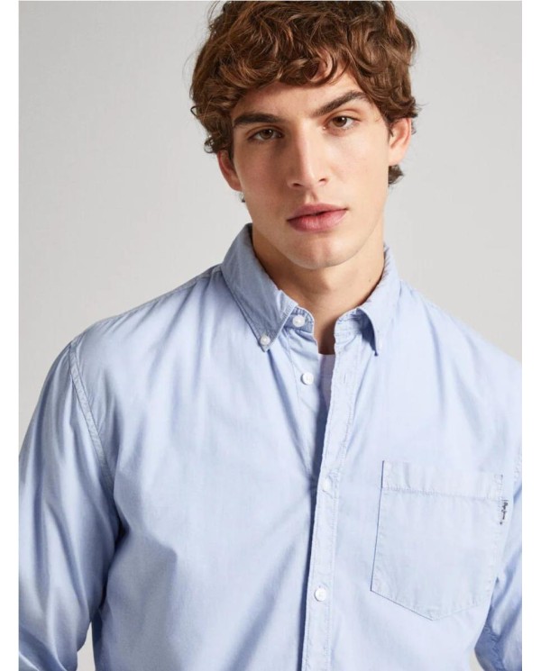 CAMISA POPELÍN PEPE JEANS LISA FIT REGULAR CELESTE