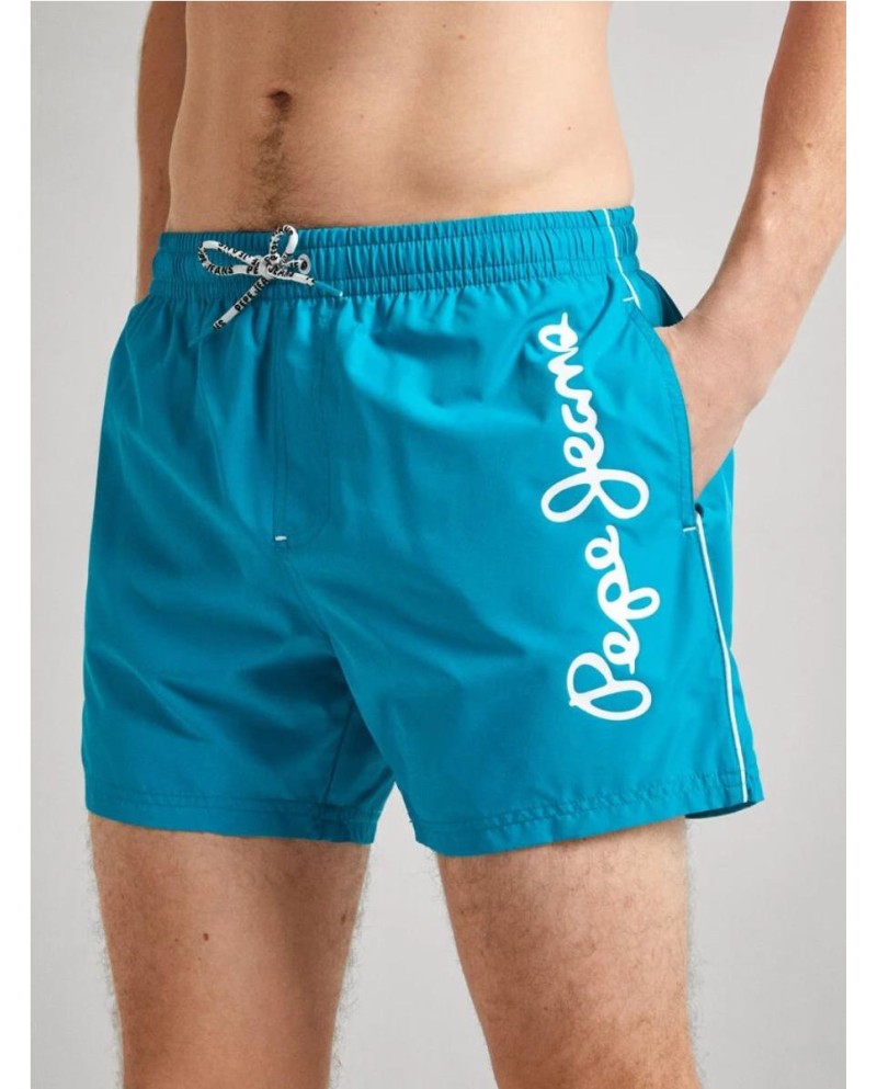 BAÑADOR BERMUDA PEPE JEANS MAXI LOGO TURQUESA