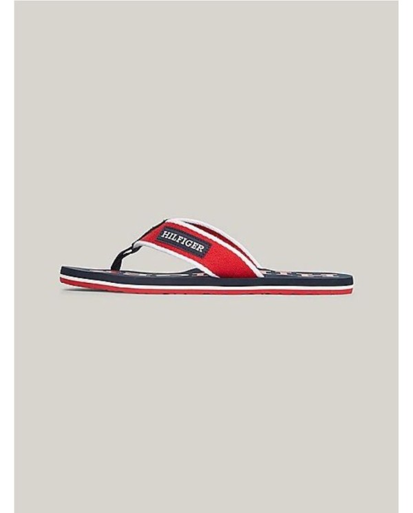 CHANCLAS TOMMY HILFIGER CON TIRAS DE TEJIDO TRENZADO MARINO