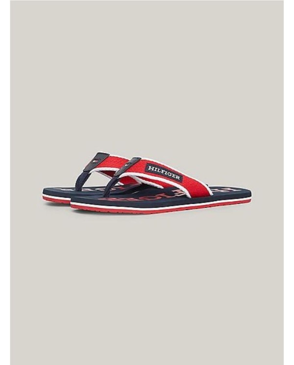 CHANCLAS TOMMY HILFIGER CON TIRAS DE TEJIDO TRENZADO MARINO