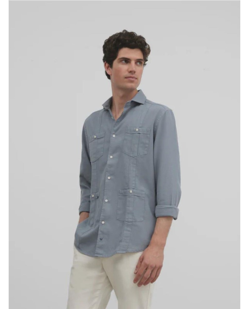 GUAYABERA SILBON SPORT  SOFT AZULON