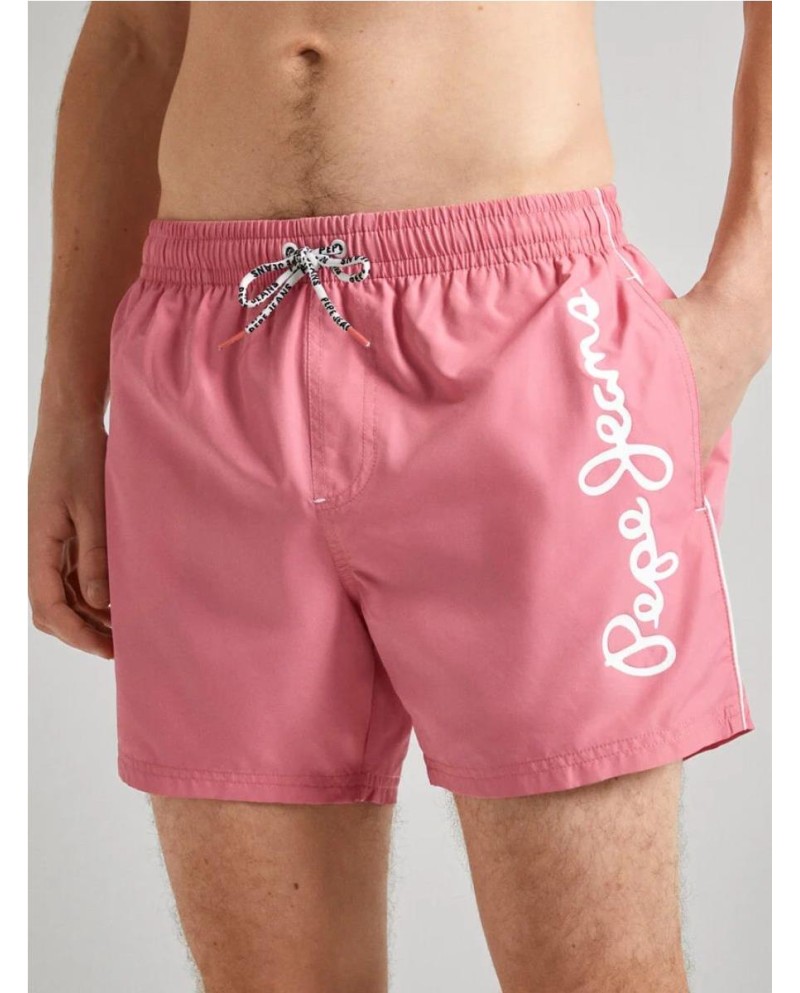 BAÑADOR BERMUDA PEPE JEANS MAXI LOGO ROSA CLARO