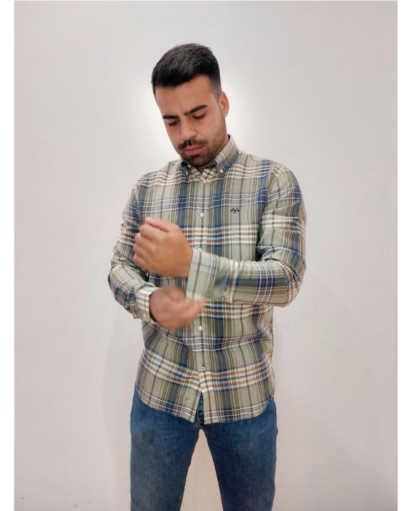 CAMISA THOMAS HARRISON CUADROS LINO/TENCEL MULTICOLOR