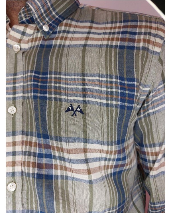 CAMISA THOMAS HARRISON CUADROS LINO/TENCEL MULTICOLOR