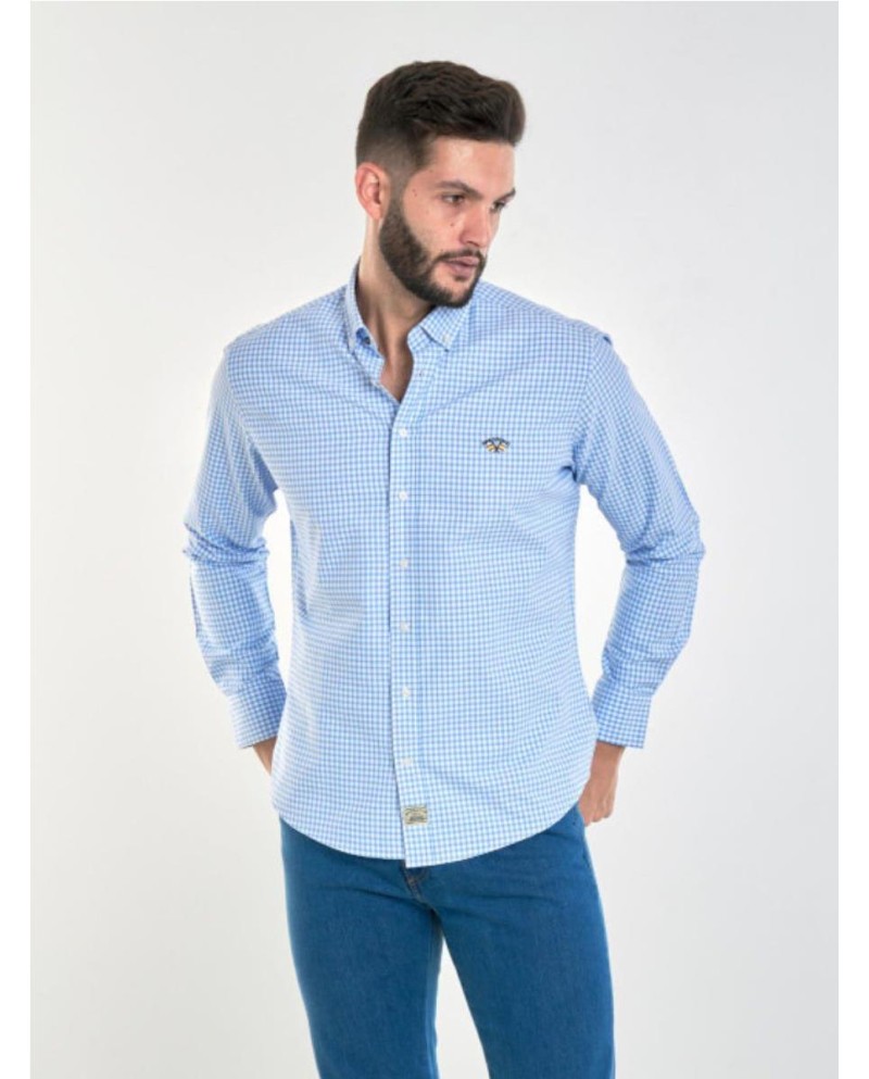 CAMISA SPAGNOLO CUADROS CELESTE