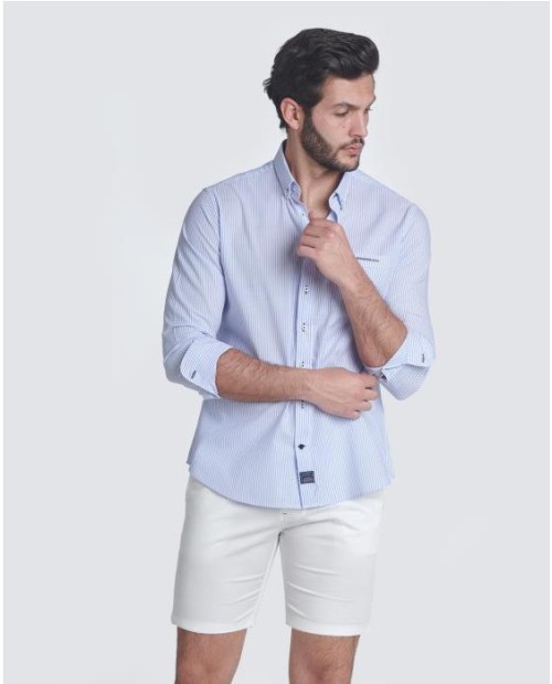 CAMISA POPELIN BOLSILLO SPAGNOLO AZUL