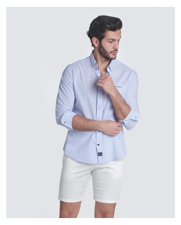 CAMISA POPELIN BOLSILLO SPAGNOLO AZUL