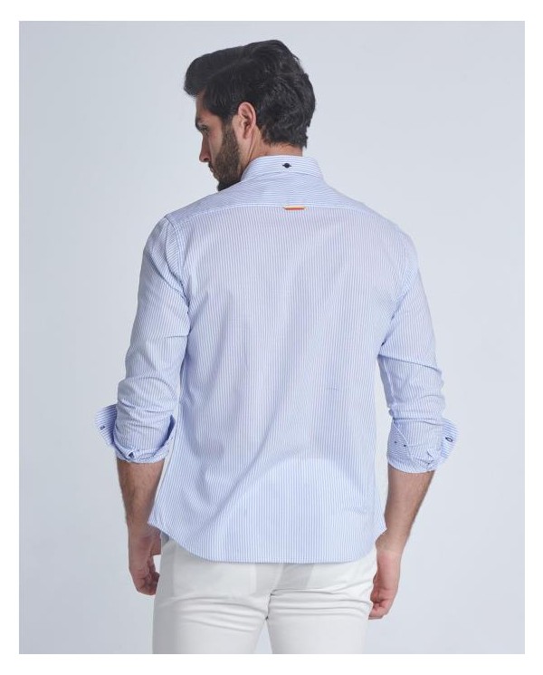 CAMISA POPELIN BOLSILLO SPAGNOLO AZUL