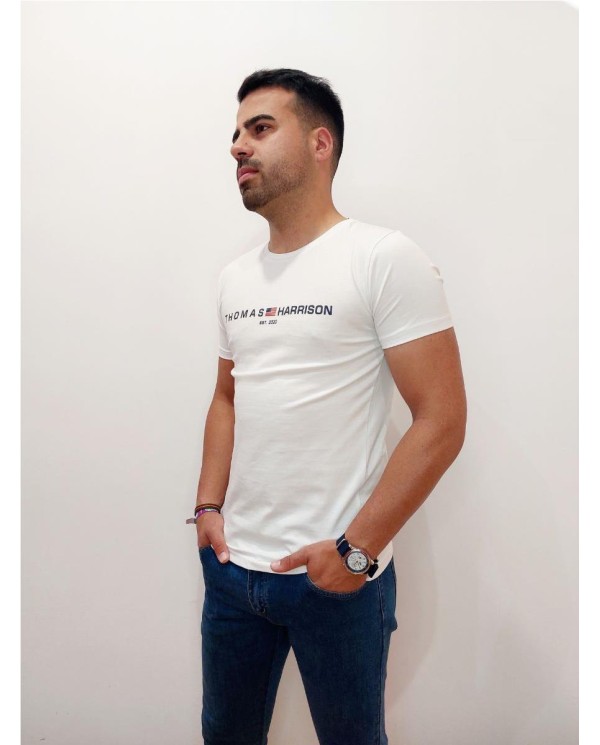 CAMISETA THOMAS HARRISON LOGO PECHO BLANCO