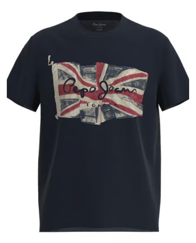 CAMISETA PEPE JEANS LOGO BANDERA NEGRO