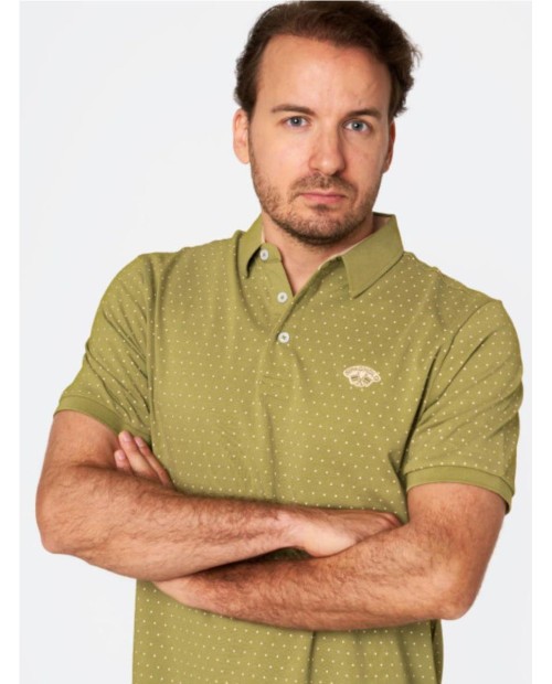 Polo SPAGNOLO  piqué de hombre color azul estampado... 2