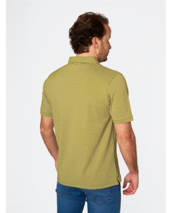 Polo SPAGNOLO  piqué de hombre color azul estampado lunares marino manga corta VERDE