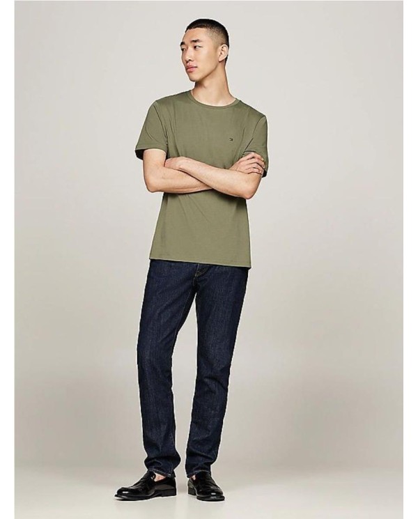 Camiseta de cuello redondo con logo bordado VERDE