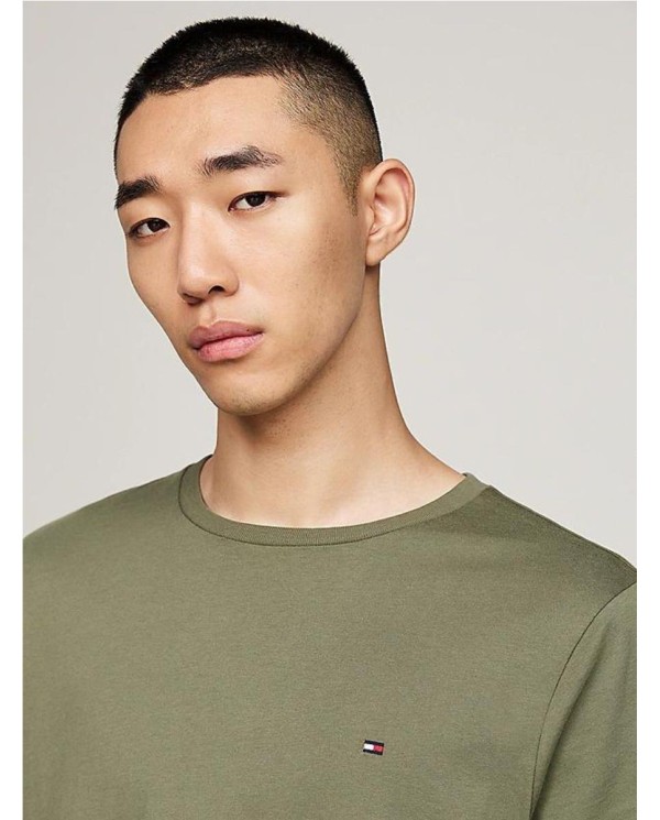 Camiseta de cuello redondo con logo bordado VERDE