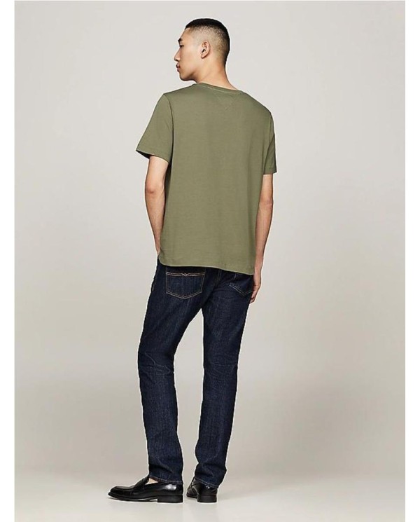 Camiseta de cuello redondo con logo bordado VERDE