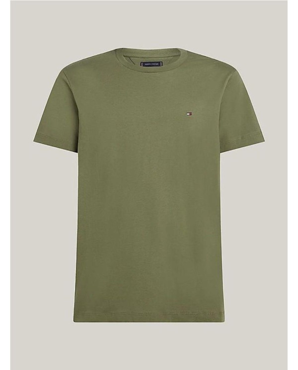 Camiseta de cuello redondo con logo bordado VERDE