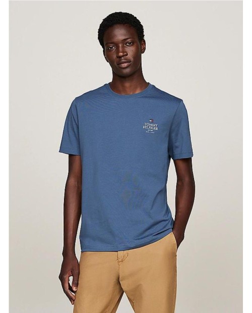 Camiseta de cuello redondo con logo AZUL