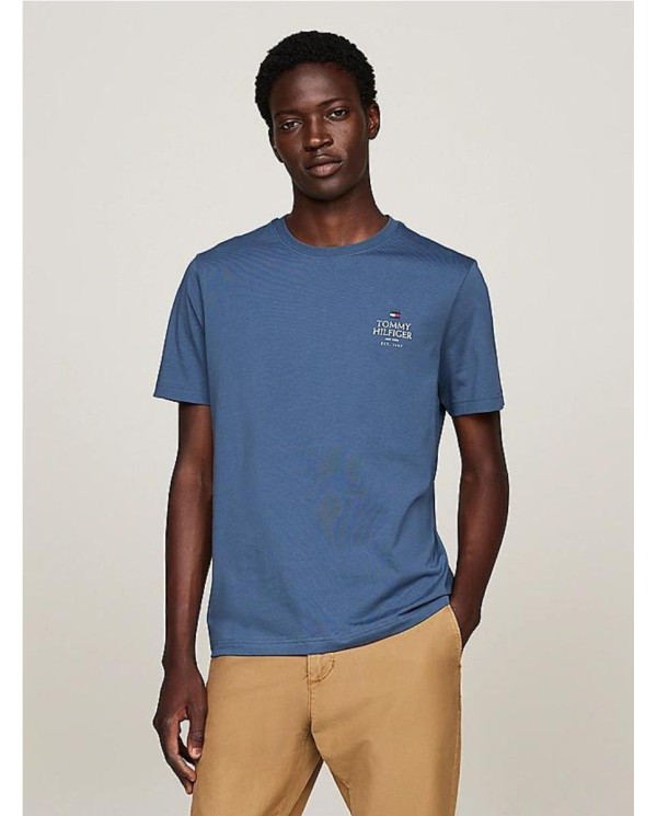 Camiseta de cuello redondo con logo AZUL