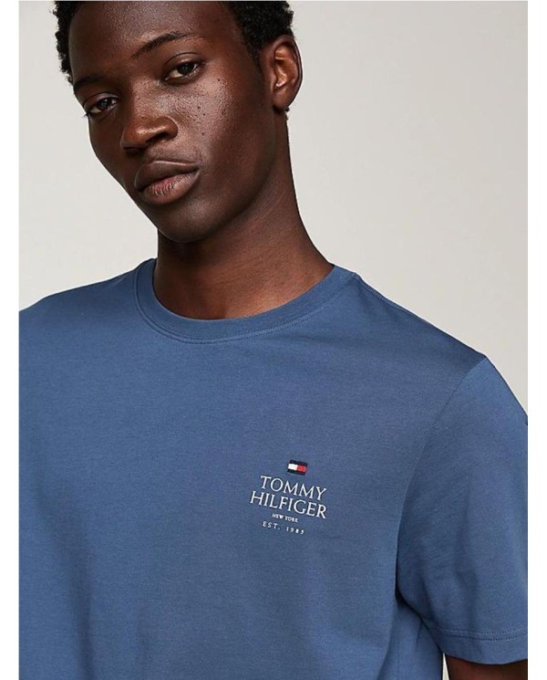 Camiseta de cuello redondo con logo AZUL