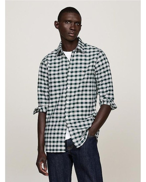 CAMISA TOMMY HILFIGER OXFORD  CUADROS  SLIM FIT VERDE