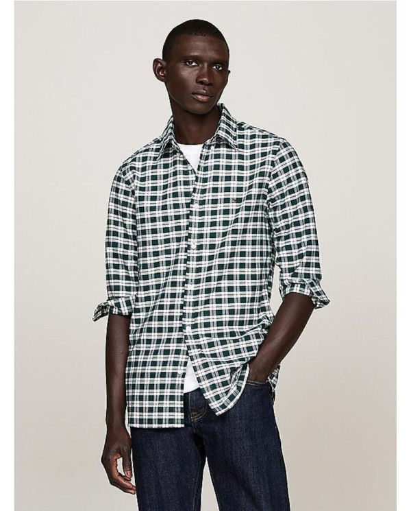 CAMISA TOMMY HILFIGER OXFORD  CUADROS  SLIM FIT VERDE