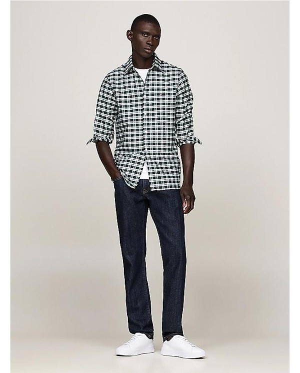 CAMISA TOMMY HILFIGER OXFORD  CUADROS  SLIM FIT VERDE