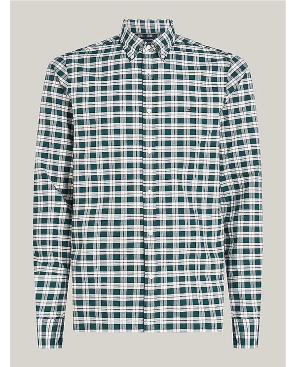CAMISA TOMMY HILFIGER OXFORD  CUADROS  SLIM FIT VERDE