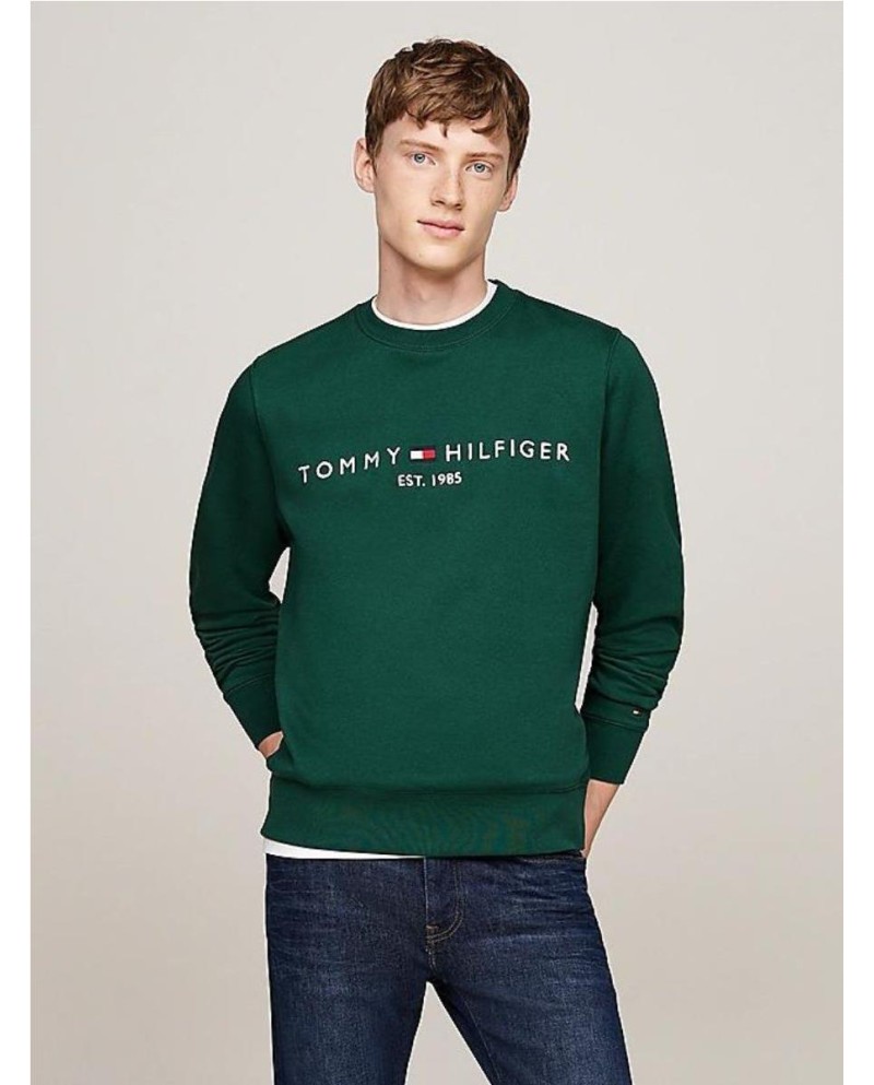 SUDADERA TOMMY HILFIGER DE CUELLO REDONDO CON LOGO BORDADO VERDE