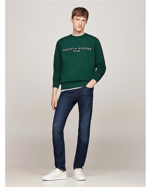 SUDADERA TOMMY HILFIGER DE CUELLO REDONDO CON LOGO BORDADO VERDE